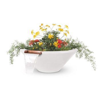 Cazo Round Planter & Water Bowl, GFRC Concrete | Water Feature - Limestone