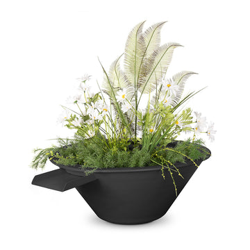 Cazo Round Planter & Water Bowl, Powder Coated Metal | Water Feature - Black
