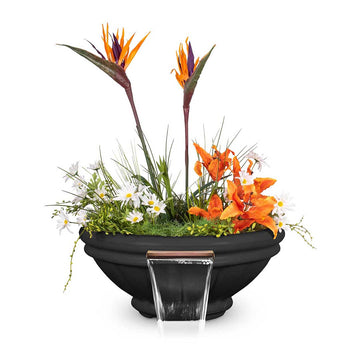 Roma Round Planter & Water Bowl, GFRC Concrete | Water Feature - Black