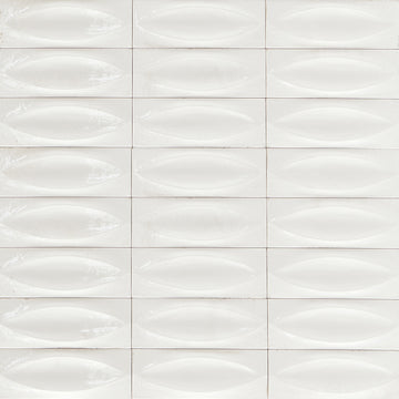 Bianco Glossy, 3" x 8" Eye Deco | EMCGLEEBIANEYE | Porcelain Pool Tile