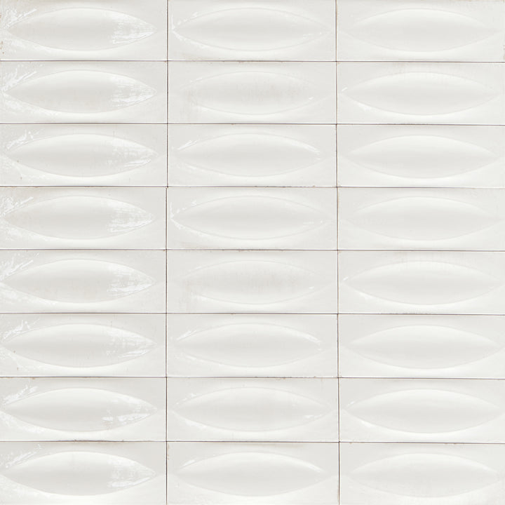 Bianco Glossy, 3" x 8" Eye Deco | EMCGLEEBIANEYE | Porcelain Pool Tile
