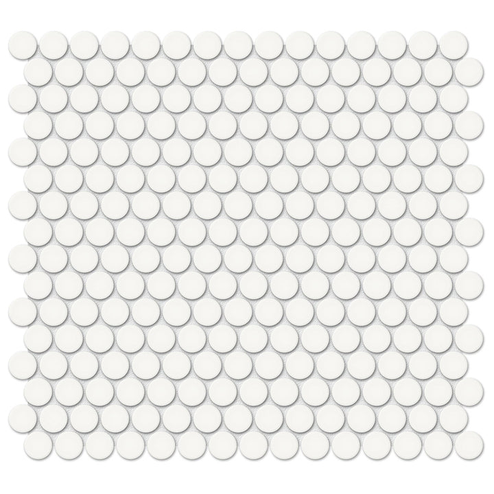 Soho Canvas White Glossy, Penny Round | Ceramic Kitchen & Bath Tile