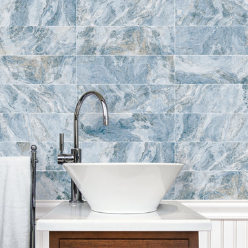 Cloud Aqua, 6" x 20" Porcelain Pool Tile | ESTCLOUAQUA620 | Waterline Tile