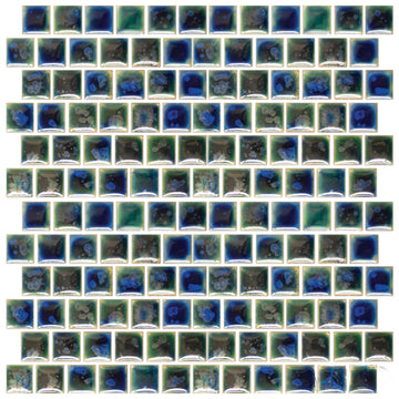 Crystal Emerald Blue, 1" x 1" | STQ-338 | Fujiwa Porcelain Pool Tile