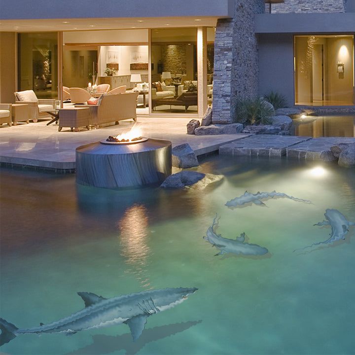 PORC-GW98-36/SH	Great White Shark 36" with Shadow	| Custom Mosaics Pool Mosaic