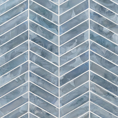 Blue Shimmer Chevron, Glass Tile | Kitchen & Bathroom Tile by MSI