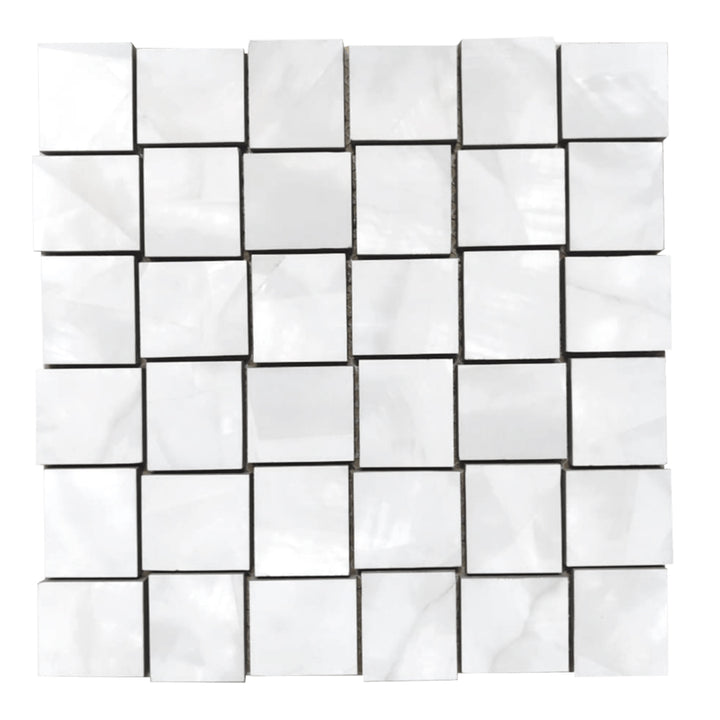 Mother of Pearl Polished Silver Basketweave Porcelain Tile