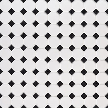 White and Black, Octagon Mosaic | Porcelain Wall and Floor Tile by MSI