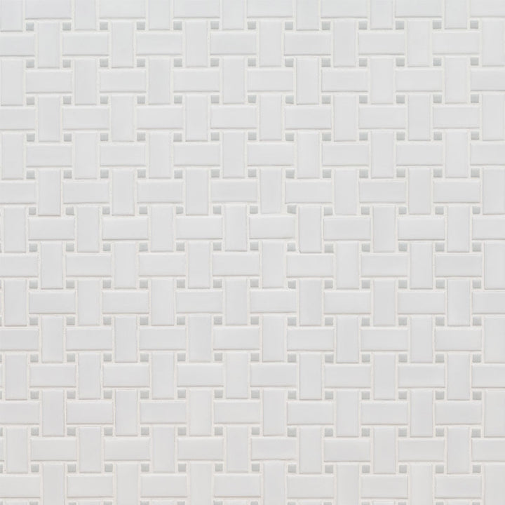 White and Gray, Basketweave Mosaic | Porcelain Kitchen and Bath Tile