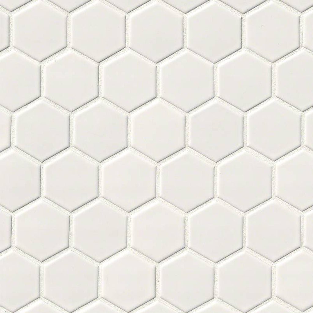 Domino White, Hexagon Mosaic | Porcelain Kitchen & Bath Tile by MSI