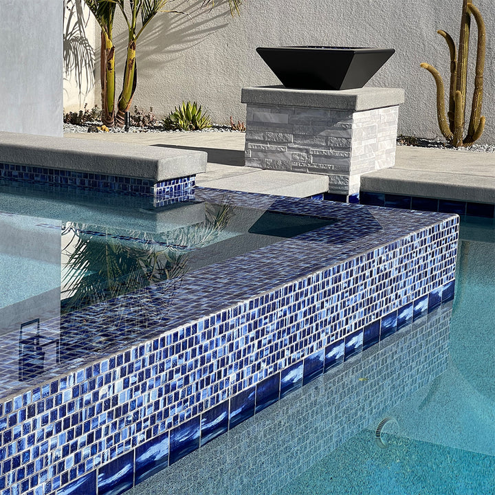 Wave Crest, 1-1/8" x 1-1/8" | NAMI-152 | Porcelain Pool Tile