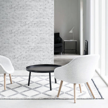 White Quartzite Basketweave, 6" x 24" Ledger Panel | Stacked Ledger