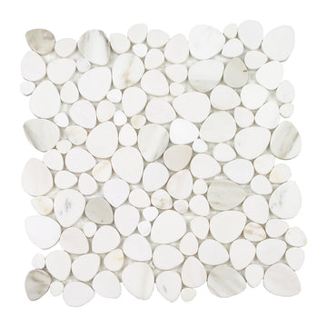 Calacatta Gold Italian White, Shaved Pebble Tile | Stone Mosaic Tile