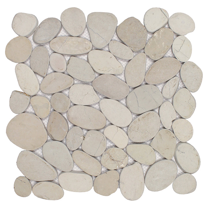 Cream, Shaved Pebble Tile | Natural Stone Mosaic Tile by Tesoro