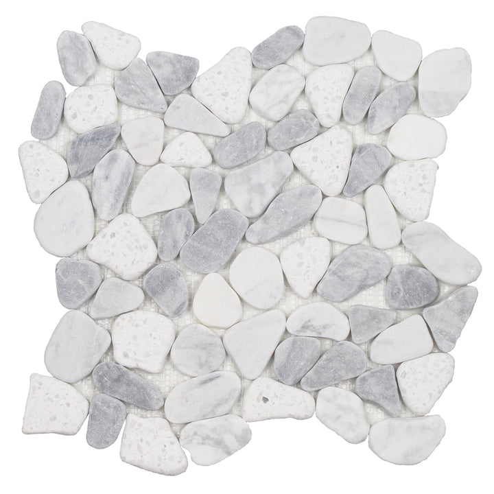 Terrazzo Carrara Bardiglio White, Shaved Pebble Tile | Natural Stone