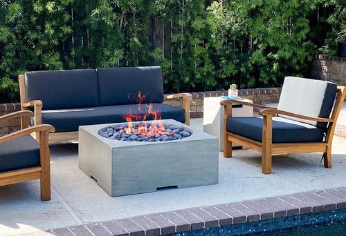 Outdoor Concrete Fire pit on swimming pool patio
