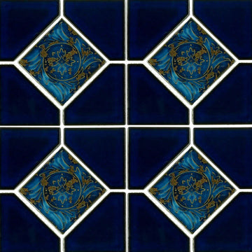 Royal Blue Akron, 6" x 6" Deco | AMBON-6 | Fujiwa Porcelain Pool Tile