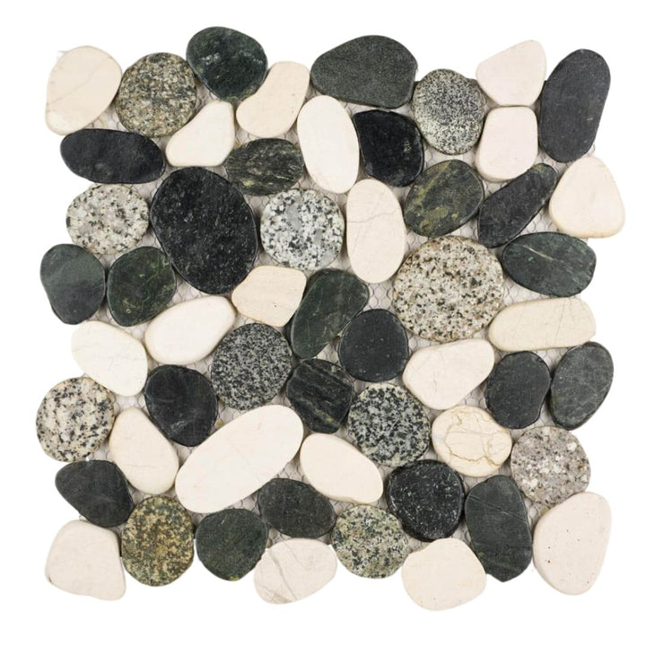 Salt and Pepper, Pebble Tile | Shaved Pebbles Mosaics | Natural Stone