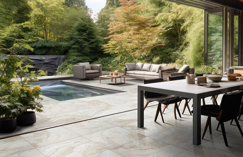 Seamless transitions porcelain tile and pavers