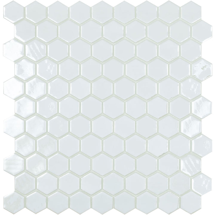 Raw White, Hexagon Glass Tile | Mosaic Tile by Vidrepur