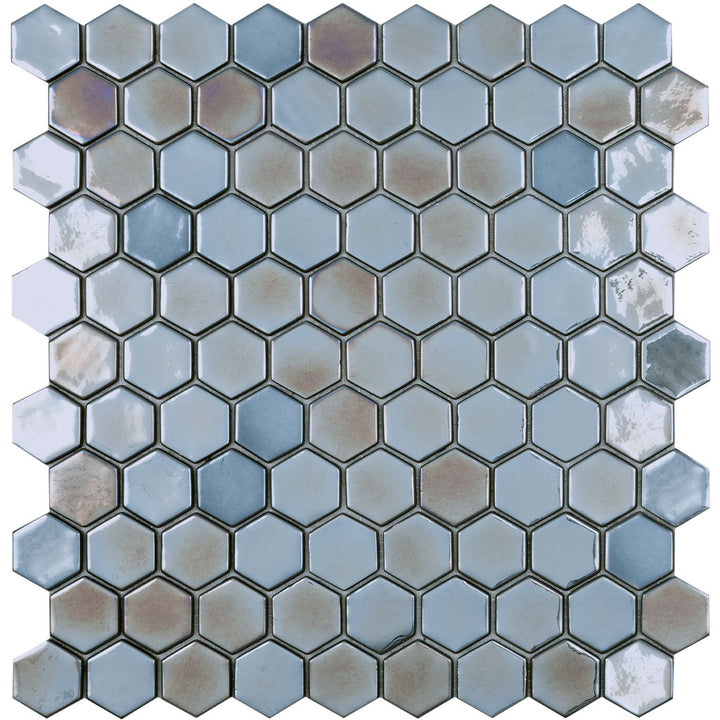 Steel Grey, Hexagon Glass Tile | Mosaic Tile by Vidrepur