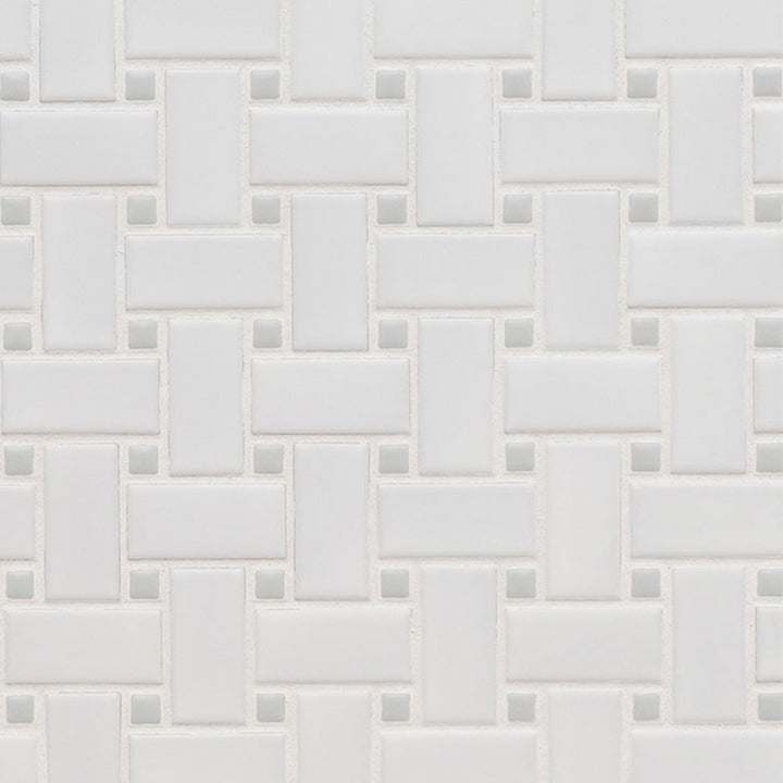 White and Gray, Basketweave Mosaic | Porcelain Kitchen and Bath Tile
