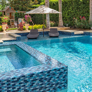 Aqua Blend, 1" x 2" | GC82348T2 | Mosaic Glass Tile