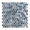 Arrecife Grey, Penny Round Mosaic - Glass Tile