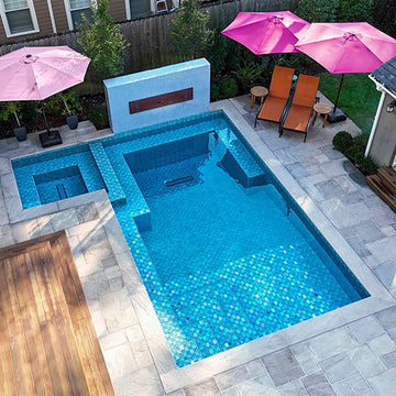 Avalon Blue, Mixed Glass Pool Tile | AV8MXB22 | Mosaic Glass Tile