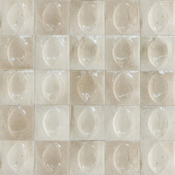 Beige Glossy, 4" x 4" Egg Deco | EMCGLEEBEIGEGG | Porcelain Pool Tile