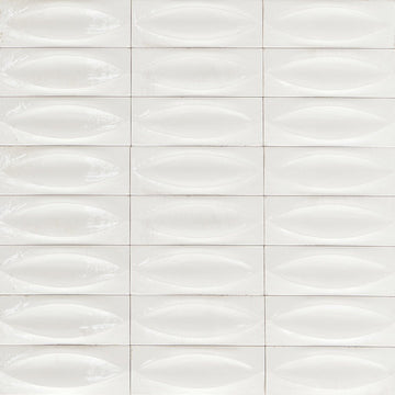 Bianco Glossy, 3" x 8" Eye Deco | EMCGLEEBIANEYE | Porcelain Pool Tile