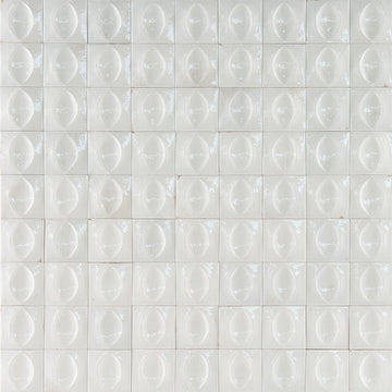 Bianco Glossy, 4" x 4" Egg Deco | EMCGLEEBIANEGG | Porcelain Pool Tile
