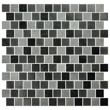 Black Gray Blend, 1" x 1" Mosaic Tile | GL82323K1 | Glass Pool Tile