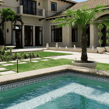 Black White 5/8" x 5/8" Glass Pool Tile | GK858K10 | Greek Key Series