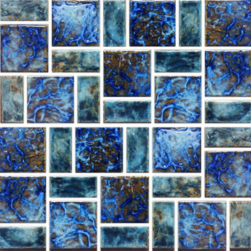 Blue Blend, Random Block | LEGACY-96 | Fujiwa Porcelain Pool Tile