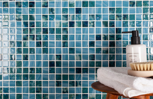 Blue glass tile