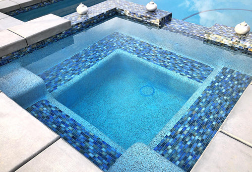 Blue porcelain pool tile