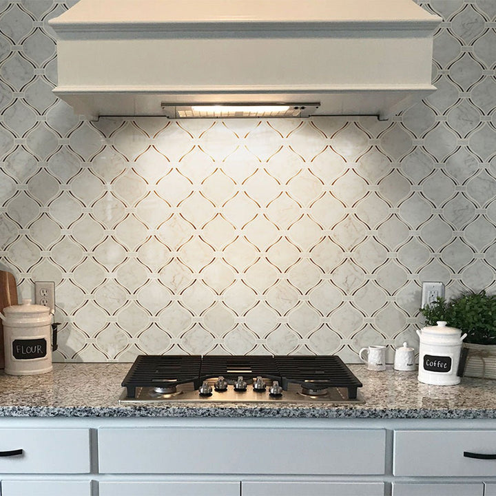 Carrara White Danza Arabesque | Stone Tile for Kitchen and Bath