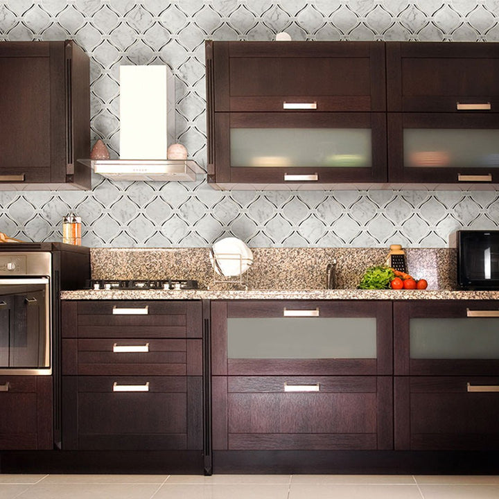 Carrara White Danza Arabesque | Stone Tile for Kitchen and Bath