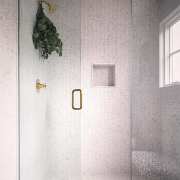 Domino Matte Carrara, Penny Round Mosaic | Porcelain Tile by MSI