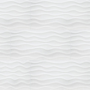 Dymo Wavy White, 12" x 24" Ceramic Tile | Kitchen Backsplash Tile
