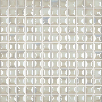 EDNA WHITE White Iridescent Pillow Texture, 1" x 1" - Glass Tile