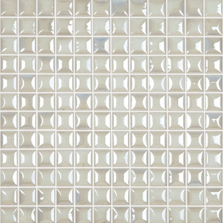 EDNA WHITE White Iridescent Pillow Texture, 1" x 1" - Glass Tile