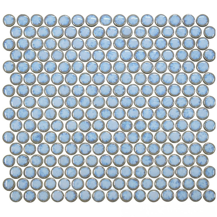 Glacier Blue, Penny Round Mosaic | Porcelain Tile by Fujiwa