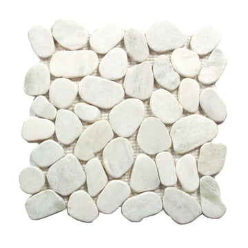 Stone Mosaics - Pure White - Shaved Pebble Tile