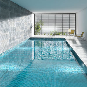 All glass tile pool finish in a swimming pool