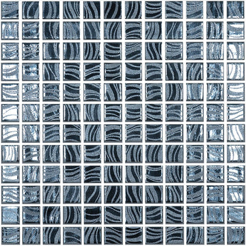 Glitter Black, 1" x 1" Glass Tile | Mosaic Pool Tile by Vidrepur