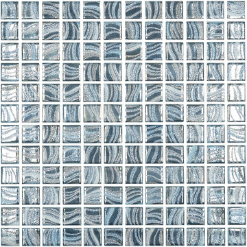 Glitter Blue, 1" x 1" Glass Tile | Mosaic Pool Tile by Vidrepur