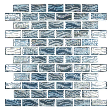 Glitter Blue, 1" x 2" Glass Tile | Mosaic Pool Tile by Vidrepur