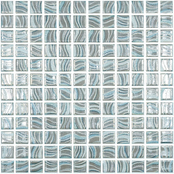 Glitter Grey, 1" x 1" Glass Tile | Mosaic Pool Tile by Vidrepur